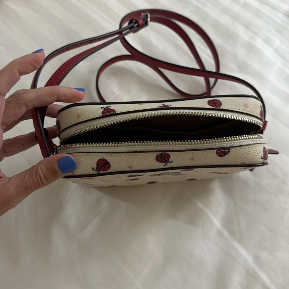 Coach Ladybug Print Cream and Red Crossbody - Picture 2 of 6